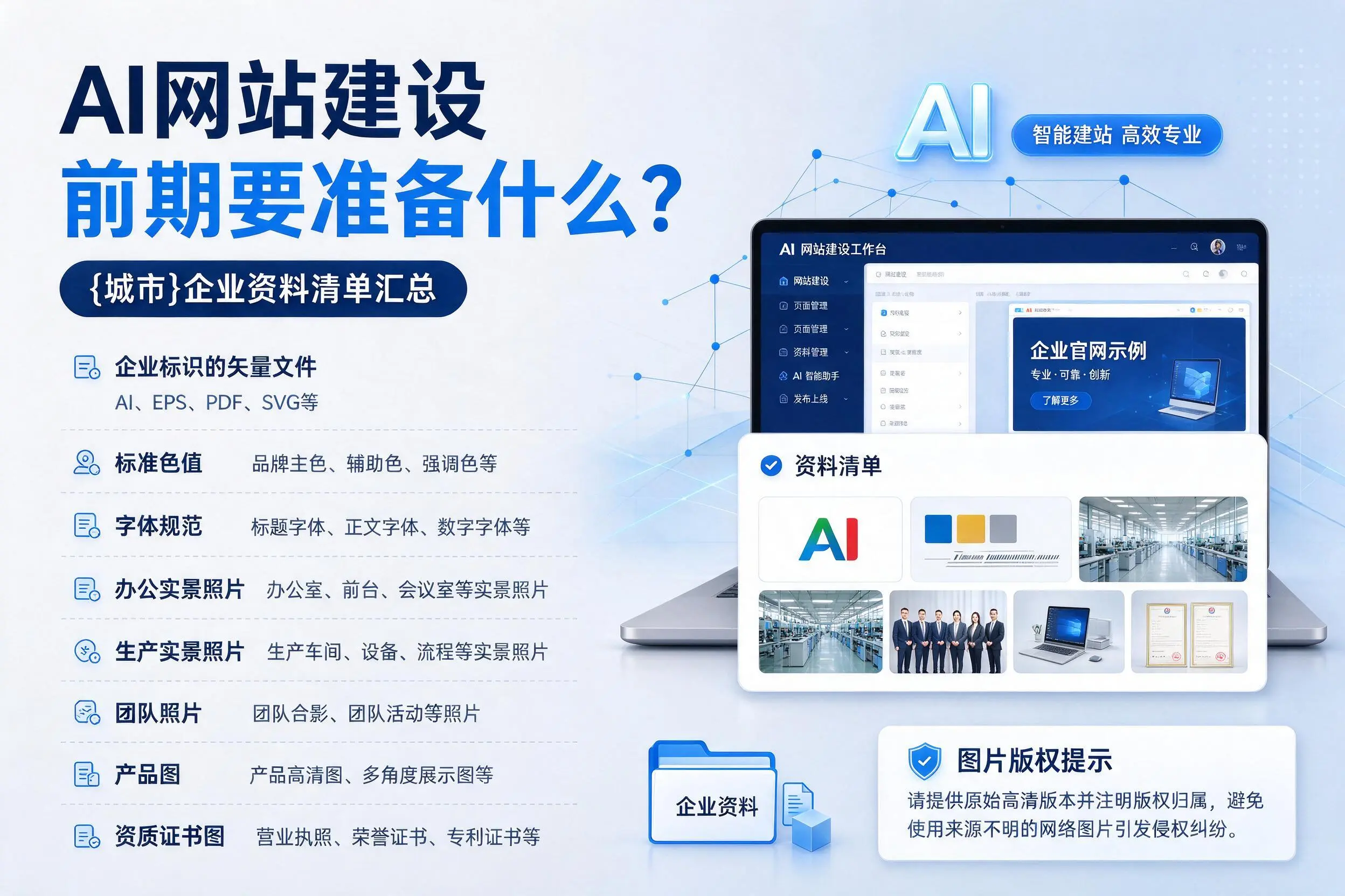AI网站建设前期要准备什么?西双版纳企业资料清单汇总