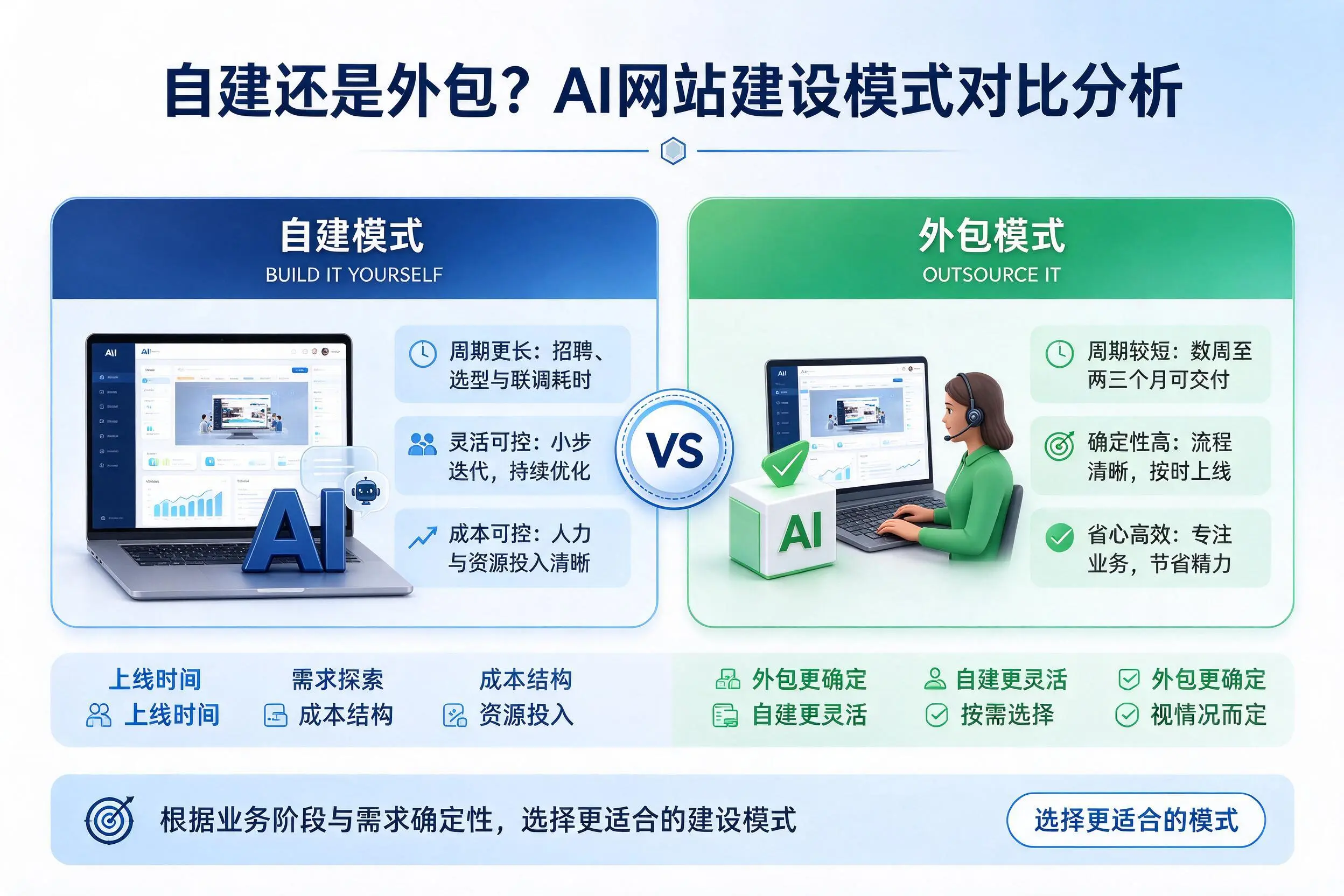 自建还是外包?西双版纳AI网站建设模式对比分析